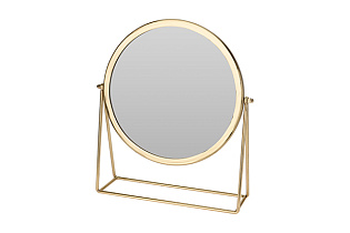 Зеркало настольное металлическое золотое