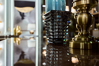 Ваза-подсвечник хрустальная серая