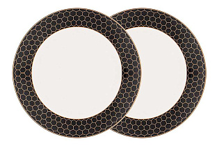 Набор из 2х обеденных тарелок "Harmony" черно-золотая деколь 27 см