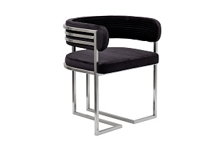 Стул велюровый черный/матовый хром