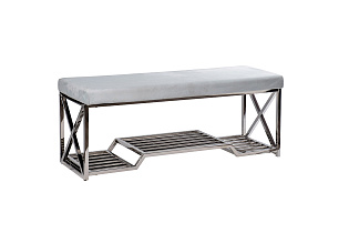 Банкетка велюровая голубая/хром 2 (превью)