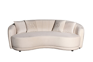 Диван трехместный велюровый бежевый