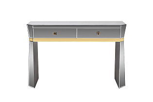 Консоль зеркальная с двумя ящиками и золотистой отделкой 1 (превью)