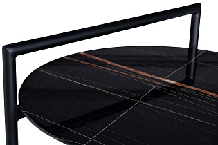 Стол журнальный круглый с полкой черный 3 (превью)