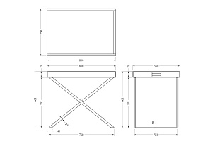 Стол сервировочный зеркальный золото/хром