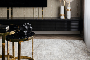 Набор из 2х журнальных столиков (стекло черный мрамор/золото) 5 (превью)