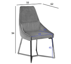 Стул на металлическом каркасе серый велюровый 6 (превью)
