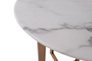 Столик журнальный Pearl White круглый белый/золото