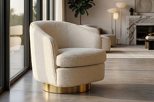 Кресло поворотное букле бежевое