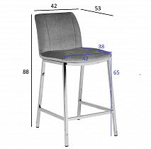 Стул барный велюровый серый
