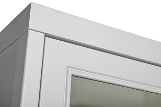 Шкаф-витрина со стеклянным фасадом с тумбочкой прикроватной бежевый