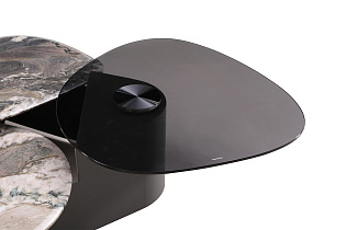 Стол журнальный стекло/мрамор белый