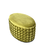 Пуф овальный плетеный велюровый оливковый