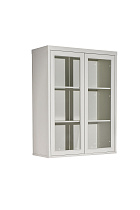 Шкаф-витрина с 2-мя стеклянными фасадами с консолью бежевый