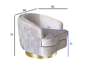Кресло вращающееся светло-серое велюровое
