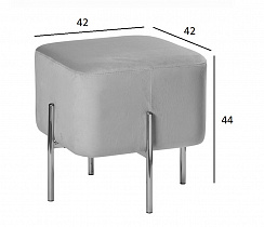Пуф велюровый светло-серый/хром