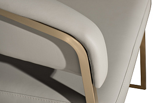 Стул из экокожи светло-серый/матовое золото