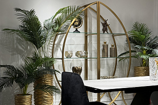 Стеллаж "Полусфера" прозр.стекло/золото