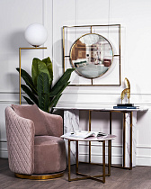 Столик журнальный круглый белый/золото