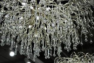 Люстра подвесная "Капли" круглая золото