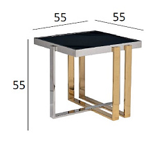 Столик журнальный черное стекло/хром/золото
