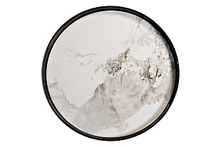 Стол журнальный белый керамогранит/черный хром