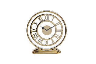 Часы настольные круглые на подставке золотые 1 (превью)