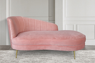 Кушетка-рекамье велюровая светло-розовая