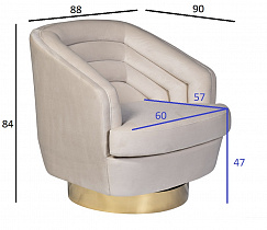 Кресло вращающееся велюровое кремовое
