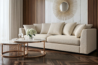 Диван Роберто(Roberto) трехместный букле кремовый