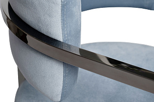 Стул барный велюровый голубой/темный хром