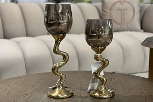 Подсвечник декоративный Flow стекло/метал золотой