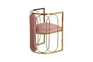 Стул велюровый розовый/золото