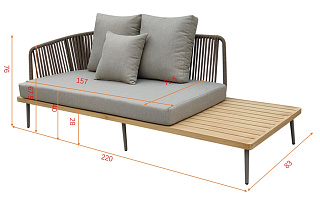 Диван Бэйли (Bayley) трехместный левосторонний уличный серый
