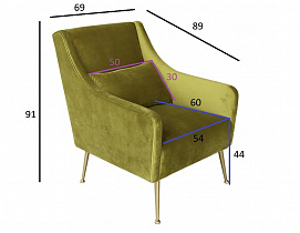 Кресло велюровое оливковое с подушкой