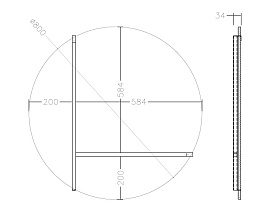 Зеркало круглое с металлическими вставками