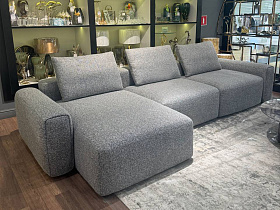 Диван Турин (Turin) трехместный с канапе раскладной черно-серый