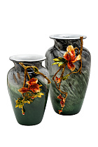 Ваза стеклянная зеленая с цветком 2 (превью)