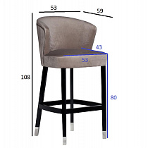 Стул барный велюровый жемчужно-серый