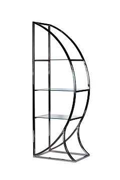 Стеллаж "Полусфера" прозр.стекло/хром