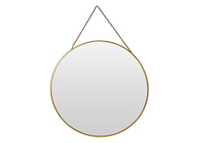 Зеркало на подвесе в золотой металлической раме