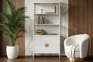 Шкаф-витрина открытый с комодом бежевый