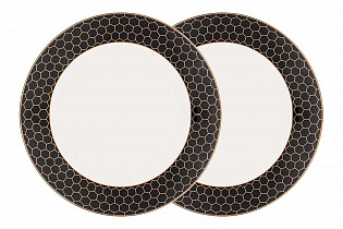 Набор из 2х обеденных тарелок "Harmony" черно-золотая деколь 27 см