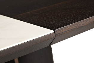 Стол обеденный раскладной с керамической столешницей и шпонированной вставкой