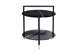 Столик журнальный круглый с полкой черный