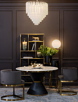 Стол обеденный круглый искусственный мрамор/черный металл