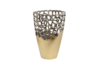 Ваза металлическая «Соты» золото/хром 1 (превью)