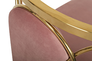 Стул велюровый розовый/золото
