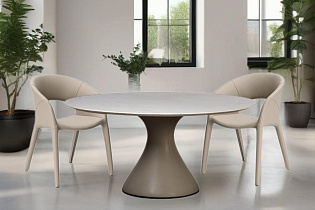 Стол обеденный круглый мраморный/основание бежевое 7 (превью)