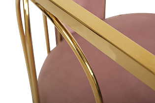 Стул велюровый розовый/золото